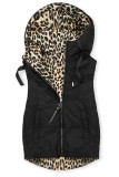Kifordítható  leopárdmintás mellény - fekete színű