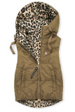 Kifordítható  leopárdmintás mellény - barna színű