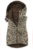 Kifordítható  leopárdmintás mellény - csokoládébarna színű