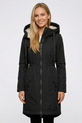 Átmeneti kapucnis kabát - fekete színű