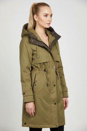 Átmeneti kabát hosszított fazonban - sötétbézs színű