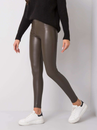 Sötét khaki eko bőr leggings RUE PARIS