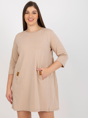 Bézs színű 3/4-es ujjú oversize ruha