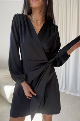 Catlin fekete mini átlapolt ruha