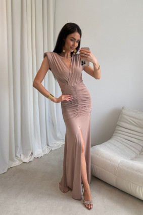 Noelia – maxi ruha mokka színben