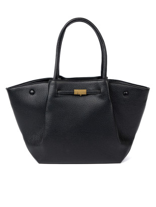 Klasszikus fekete színű ökobőrből készült shopper táska