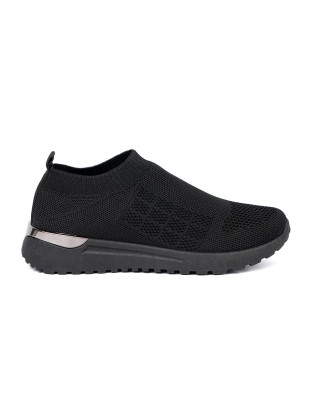 Fekete színű slip-on sportcipő textil felsőrésszel