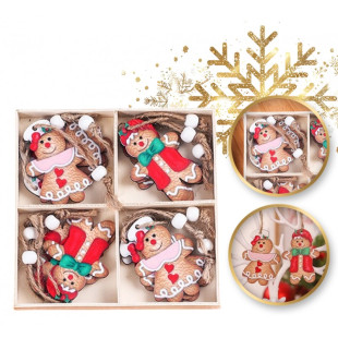 12 darabos fa karácsonyfadísz készlet, karácsonyi mézeskalácsok