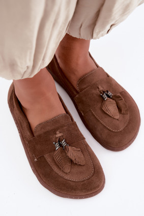Barefoot mokaszin természetes velúrbőrből, barna színű