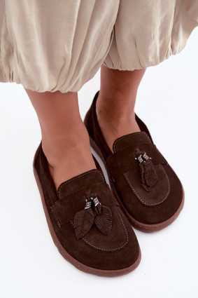 Barefoot mokaszin természetes velúrbőrből, sötétbarna színű
