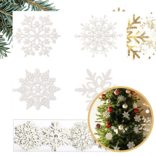 Karácsonyfadíszek – fehér csillagok, 10 cm, 40 darab