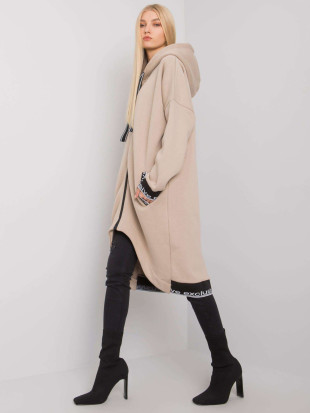 Beige női zip-es kapucnis pulóver