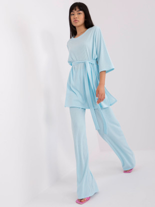 Világoskék casual szett oversized blúzzal