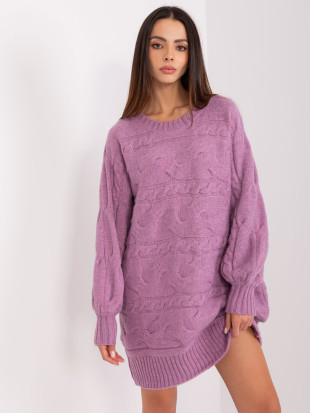Lila színű oversize kötött ruha/pulóver