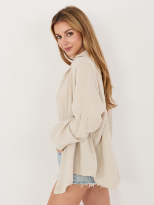 Bézs pamut ing gallérral