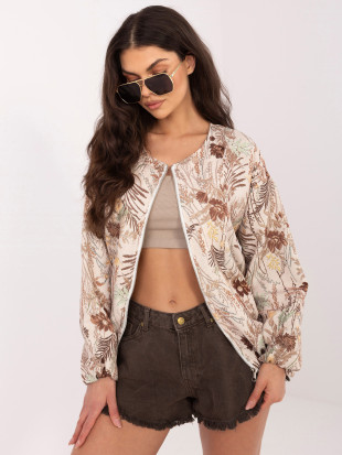Barna színű virágmintás bomber dzseki