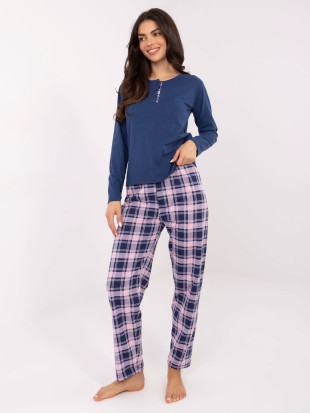 Női hosszú ujjú pizsama sötétkék színben