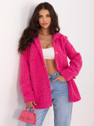 Stílusos fuksziaszínű átmeneti dzseki gallérral