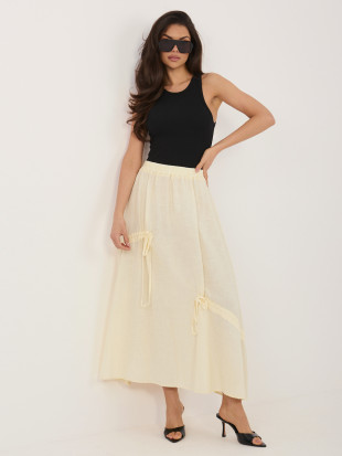 Sárga színű midi szoknya megkötővel