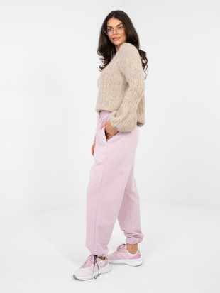 Női lila színű pamut jogger nadrág magas derékkal