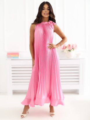 Rózsaszín ujjatlan midi koktélruha