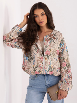 Zöld színű virágmintás bomberdzseki