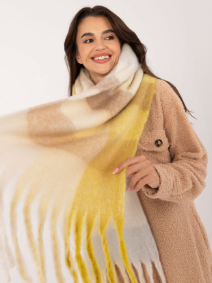 Elegáns sárga sál kockás mintával