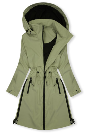 Olívazöld színű átmeneti parka derékban behúzással