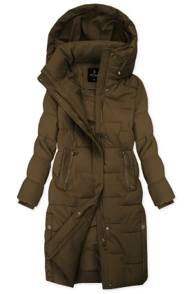 Barna színű steppelt kabát hosszított fazonban