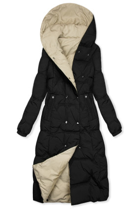 Kifordítható ámeneti kabát - fekete/bézs színű